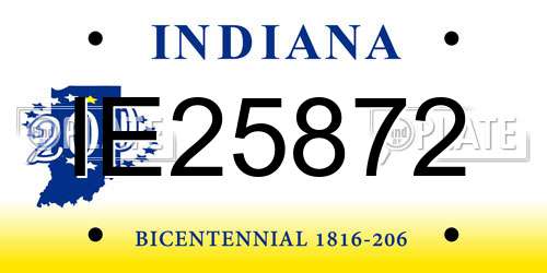 IE25872 Indiana License Plate