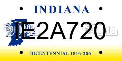 IE2A720 Indiana License Plate
