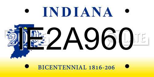 IE2A960 Indiana License Plate