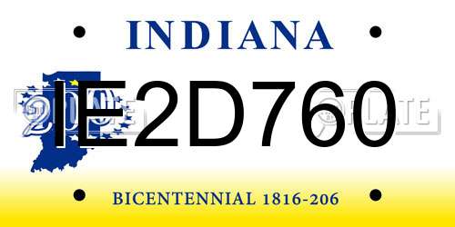 IE2D760 Indiana License Plate