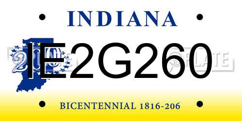 IE2G260 Indiana License Plate