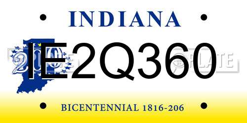 IE2Q360 Indiana License Plate