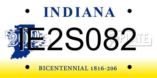 IE2S082 Indiana License Plate