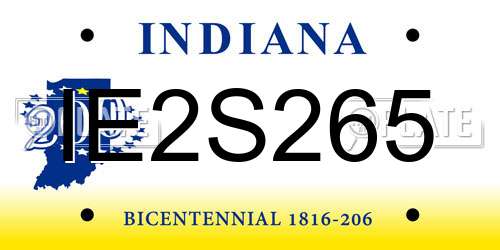 IE2S265 Indiana License Plate