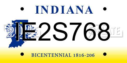 IE2S768 Indiana License Plate