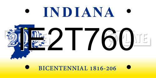 IE2T760 Indiana License Plate