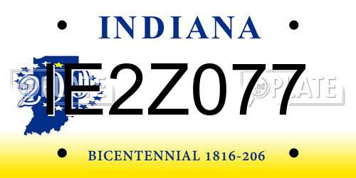 IE2Z077 Indiana License Plate