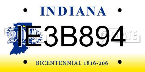 IE3B894 Indiana License Plate