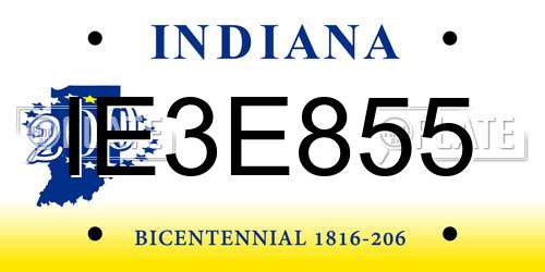 IE3E855 Indiana License Plate