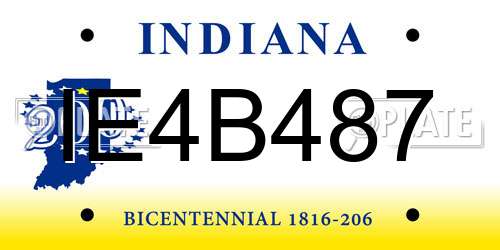 IE4B487 Indiana License Plate
