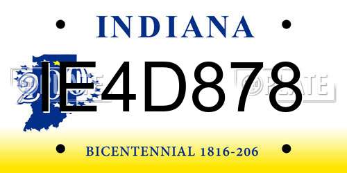 IE4D878 Indiana License Plate