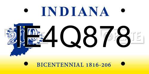 IE4Q878 Indiana License Plate