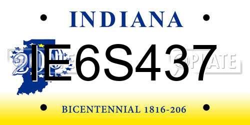 IE6S437 Indiana License Plate