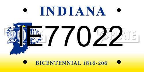 IE77022 Indiana License Plate