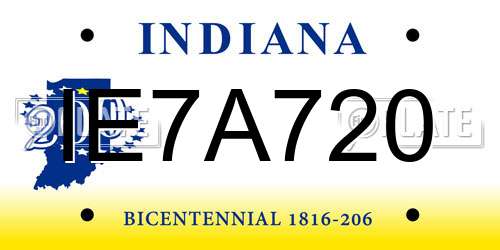 IE7A720 Indiana License Plate