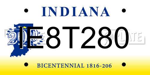 IE8T280 Indiana License Plate
