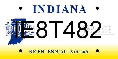 IE8T482 Indiana License Plate