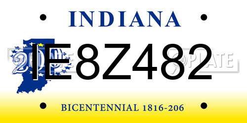 IE8Z482 Indiana License Plate