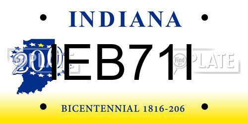 IEB71I Indiana License Plate