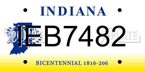 IEB7482 Indiana License Plate