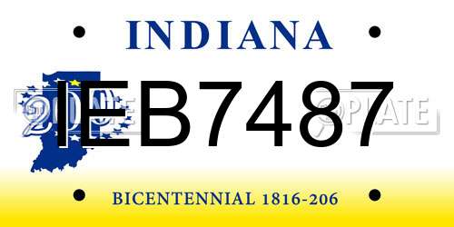 IEB7487 Indiana License Plate