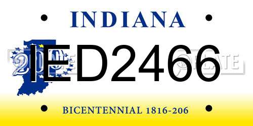 IED2466 Indiana License Plate