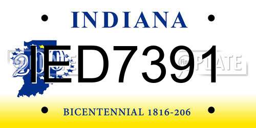 IED7391 Indiana License Plate