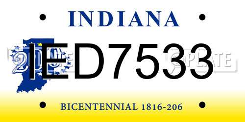 IED7533 Indiana License Plate