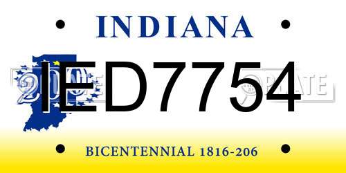 IED7754 Indiana License Plate