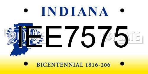 IEE7575 Indiana License Plate