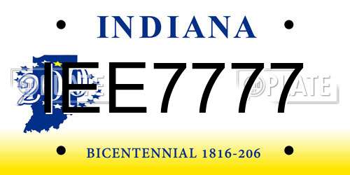 IEE7777 Indiana License Plate