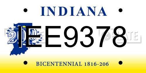 IEE9378 Indiana License Plate