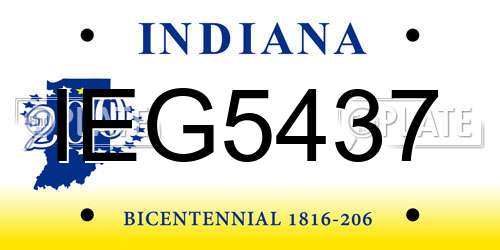 IEG5437 Indiana License Plate