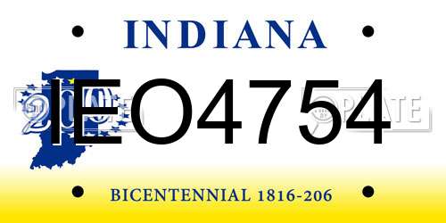 IEO4754 Indiana License Plate
