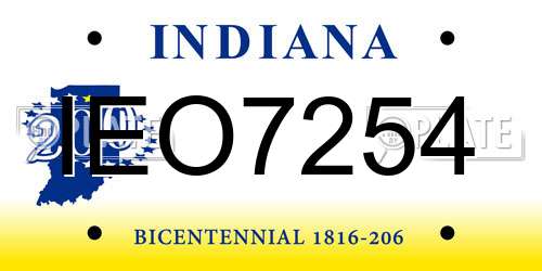 IEO7254 Indiana License Plate