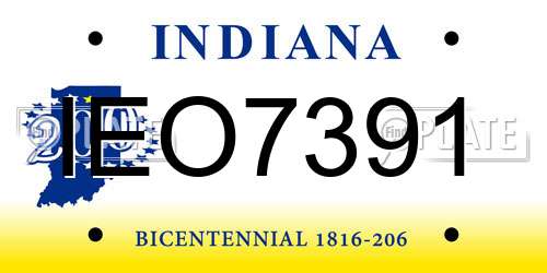 IEO7391 Indiana License Plate