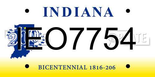 IEO7754 Indiana License Plate