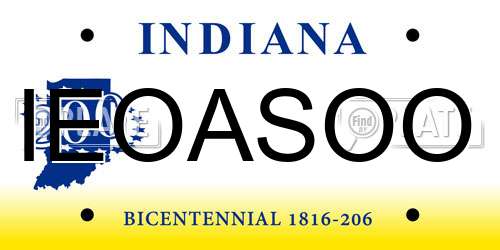 IEOASOO Indiana License Plate