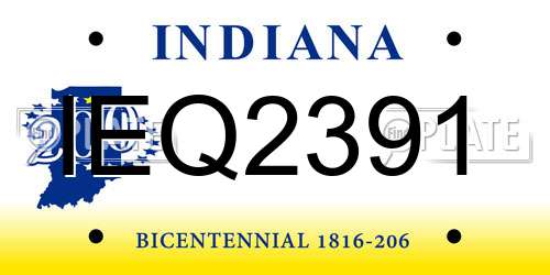 IEQ2391 Indiana License Plate