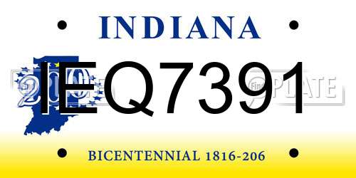 IEQ7391 Indiana License Plate