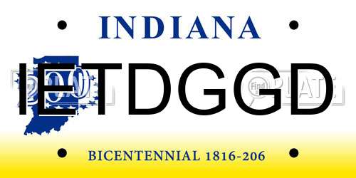 IETDGGD Indiana License Plate
