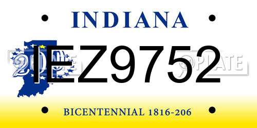 IEZ9752 Indiana License Plate