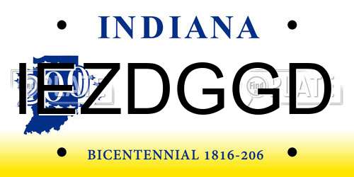 IEZDGGD Indiana License Plate