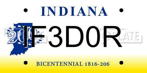 IF3D0R Indiana License Plate
