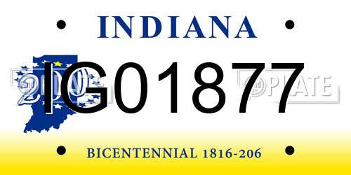 IG01877 Indiana License Plate