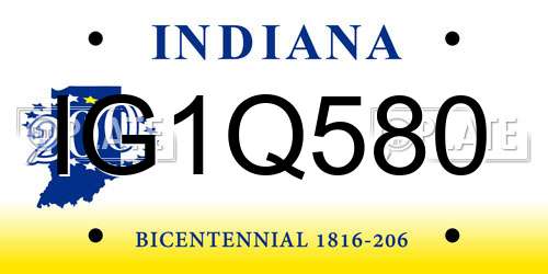 IG1Q580 Indiana License Plate