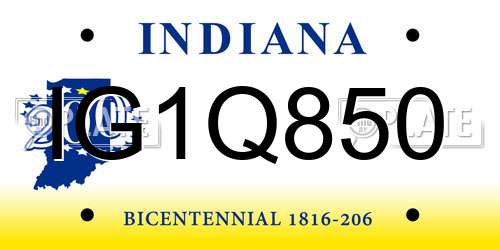 IG1Q850 Indiana License Plate