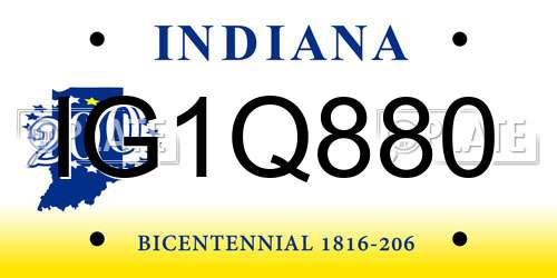 IG1Q880 Indiana License Plate