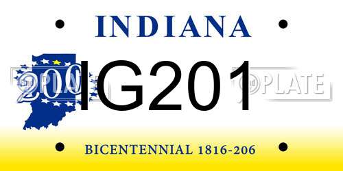 IG201 Indiana License Plate