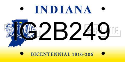 IG2B249 Indiana License Plate